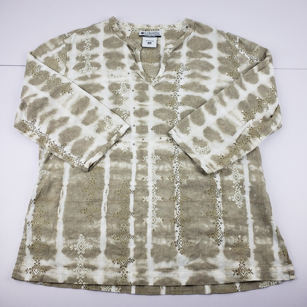 Columbia Sportswear Co‎ Blouse Women's Medium Brown Geometric Pullover Top